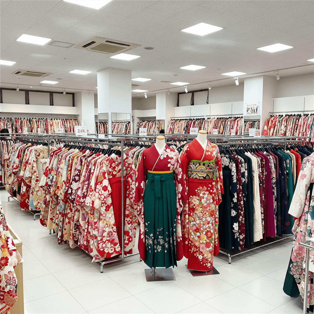 茨城県の振袖レンタル店の華やかな内観